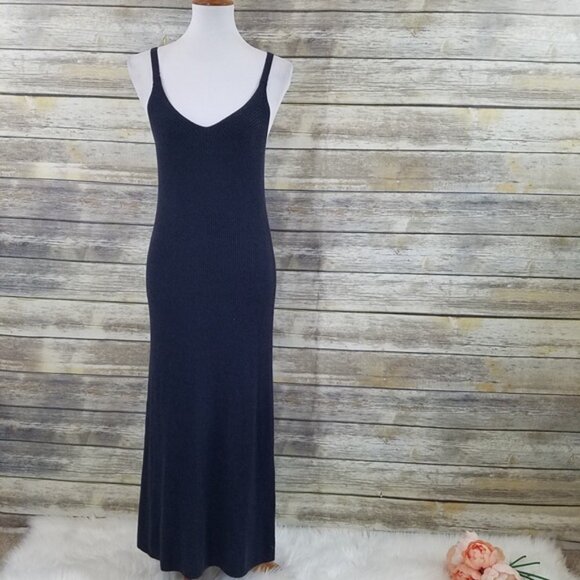 Zara Classic Cashmere Silk Blend Knit MaxiTank Dress with V Neck  - SZ M - Picture 7 of 11